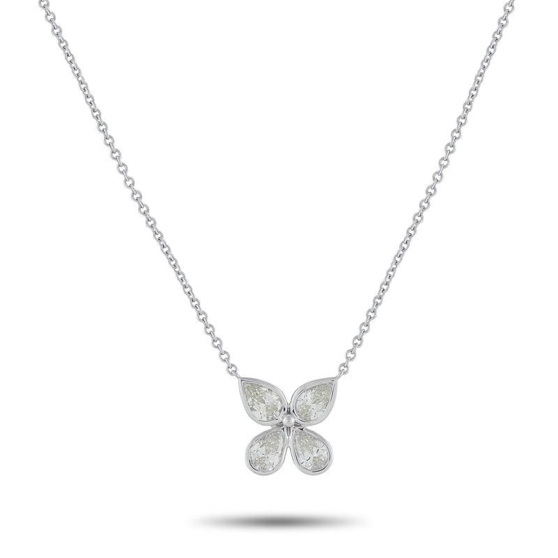 LB Exclusive 18K White Gold 2.35ct Diamond Flower Necklace ANK-20414