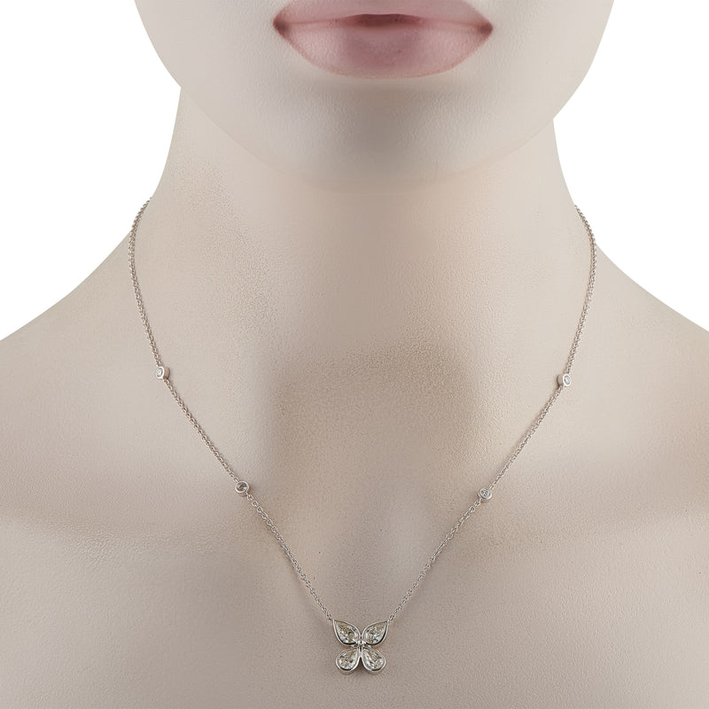 LB Exclusive 18K White Gold 2.35ct Diamond Flower Necklace ANK-20414