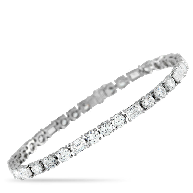 LB Exclusive 18K White Gold 13.10ct Diamond Tennis Bracelet ALB-18152-4
