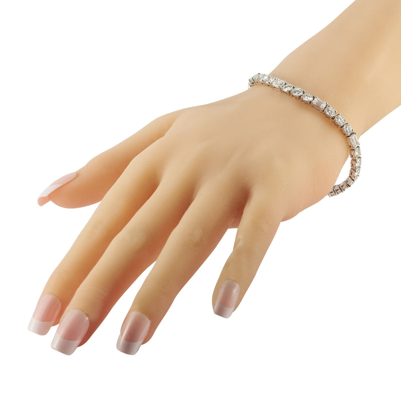 LB Exclusive 18K White Gold 13.10ct Diamond Tennis Bracelet ALB-18152-4