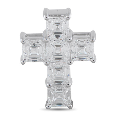 LB Exclusive 18K White Gold 3.80ct Diamond Cross Pendant ACR-19981