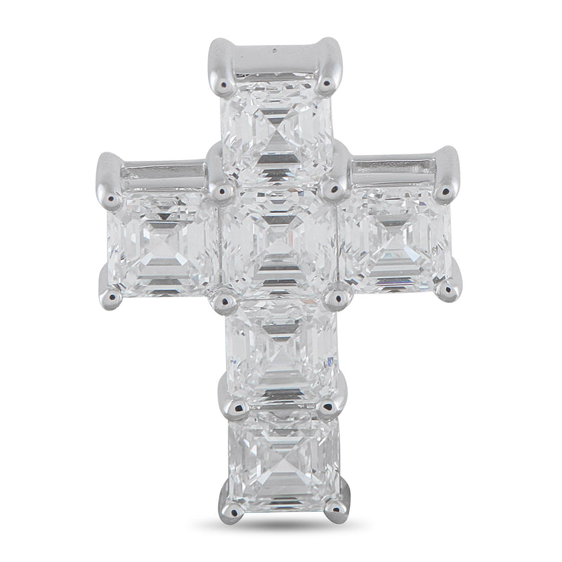 LB Exclusive 18K White Gold 3.80ct Diamond Cross Pendant ACR-19981