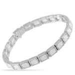 LB Exclusive 18K White Gold 11.30ct Emerald-Cut Diamond Line Bracelet ALB-19426-1