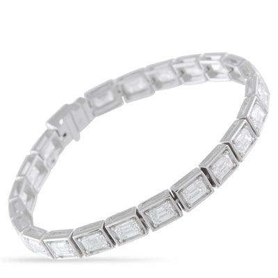 LB Exclusive 18K White Gold 11.30ct Emerald-Cut Diamond Line Bracelet ALB-19426-1