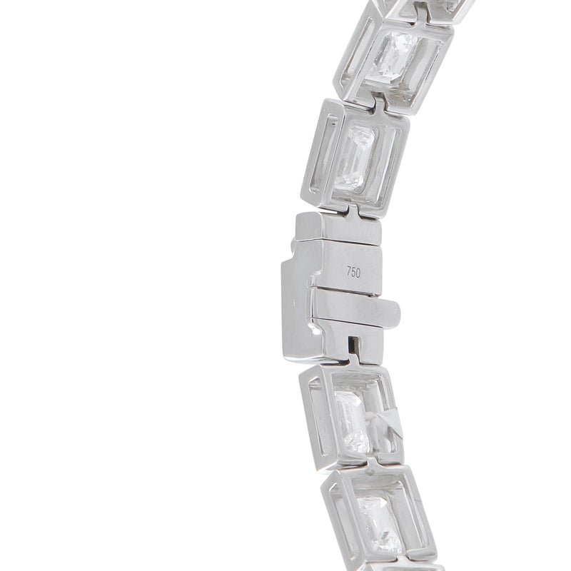 LB Exclusive 18K White Gold 11.30ct Emerald-Cut Diamond Line Bracelet ALB-19426-1