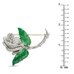 LB Exclusive Platinum 4.25ct Diamond and Jade Rose Brooch MF16-020326
