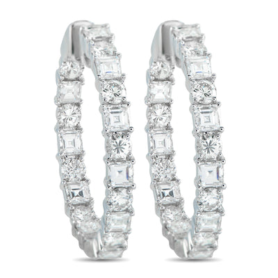LB Exclusive 18K White Gold 6.75ct Diamond Inside-Out Hoop Earrings AER-20294-1