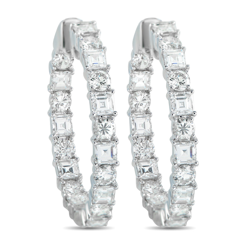 LB Exclusive 18K White Gold 6.75ct Diamond Inside-Out Hoop Earrings AER-20294-1