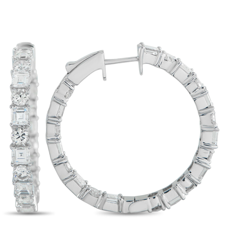 LB Exclusive 18K White Gold 6.75ct Diamond Inside-Out Hoop Earrings AER-20294-1