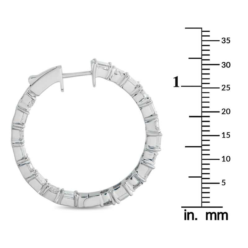 LB Exclusive 18K White Gold 6.75ct Diamond Inside-Out Hoop Earrings AER-20294-1