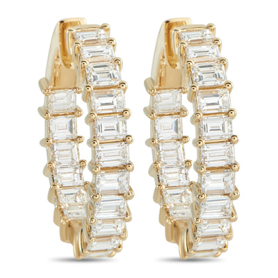 LB Exclusive 18K Yellow Gold 5.0ct Diamond Inside-Out Hoop Earrings AER-16447-Y