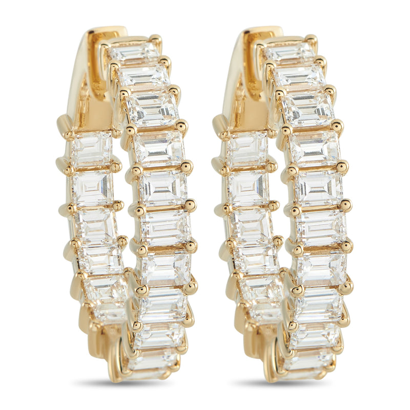 LB Exclusive 18K Yellow Gold 5.0ct Diamond Inside-Out Hoop Earrings AER-16447-Y