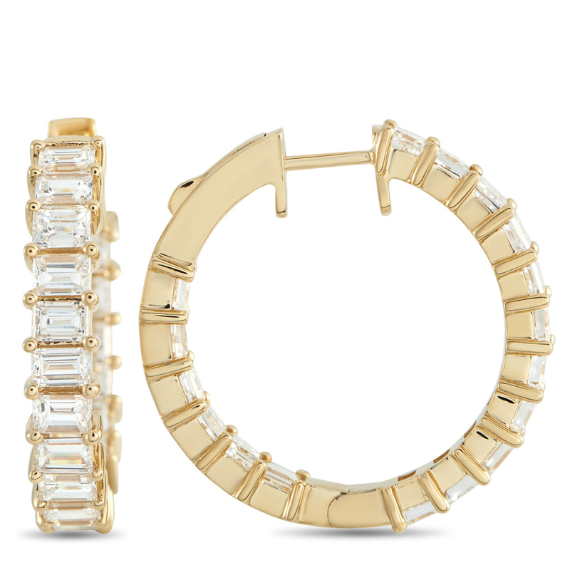 LB Exclusive 18K Yellow Gold 5.0ct Diamond Inside-Out Hoop Earrings AER-16447-Y
