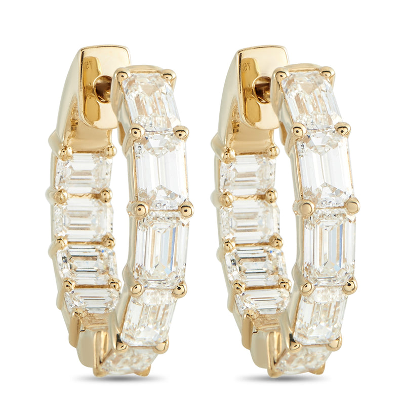 LB Exclusive 18K Yellow Gold 3.80ct Diamond Inside-Out Hoop Earrings AER-20760-Y