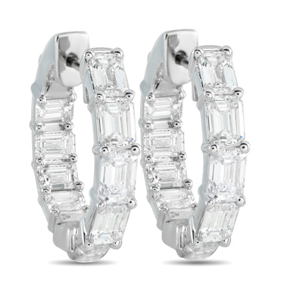 LB Exclusive 18K White Gold 3.80ct Diamond Inside-Out Hoop Earrings AER-20760