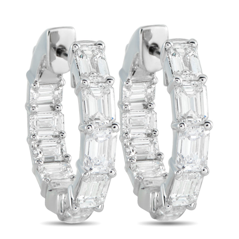 LB Exclusive 18K White Gold 3.80ct Diamond Inside-Out Hoop Earrings AER-20760