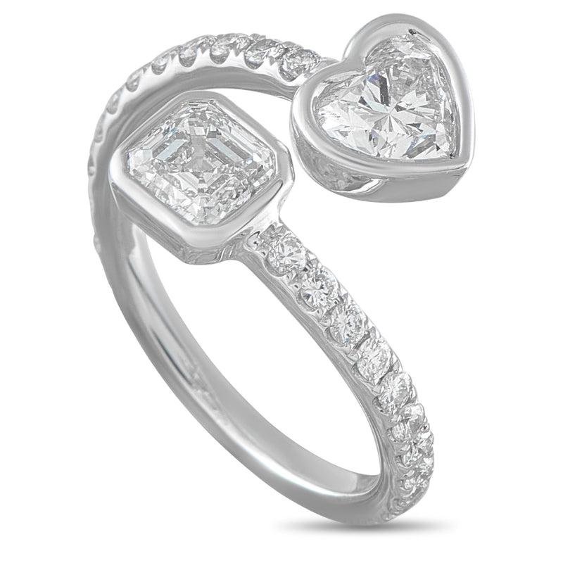 LB Exclusive 18K White Gold 1.87ct Diamond Bypass Ring ALR-19079