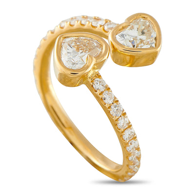 LB Exclusive 18K Yellow Gold 1.55ct Diamond Bypass Heart Ring ALR-20202-Y