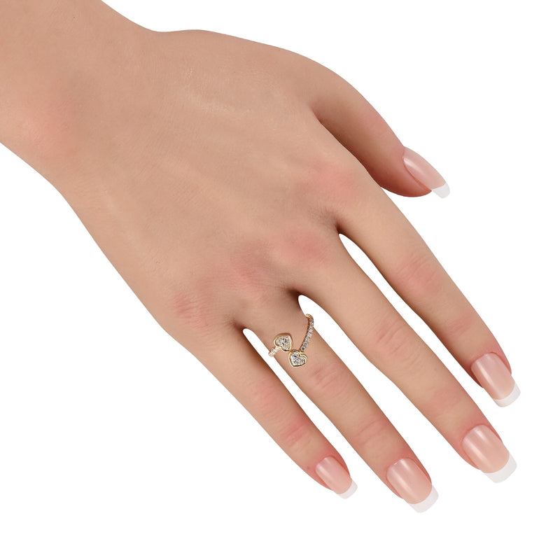 LB Exclusive 18K Yellow Gold 1.55ct Diamond Bypass Heart Ring ALR-20202-Y