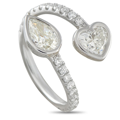 LB Exclusive 18K White Gold 1.90ct Diamond Bypass Ring ALR-19077