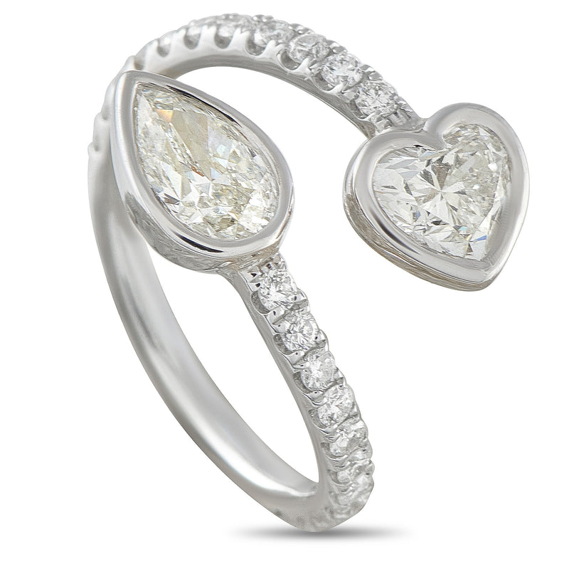 LB Exclusive 18K White Gold 1.90ct Diamond Bypass Ring ALR-19077