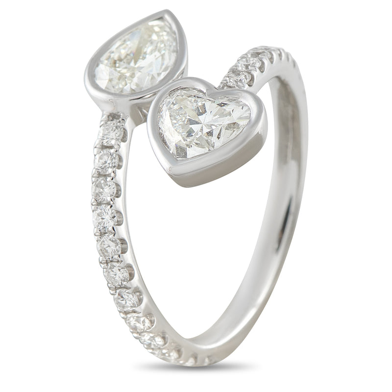 LB Exclusive 18K White Gold 1.90ct Diamond Bypass Ring ALR-19077