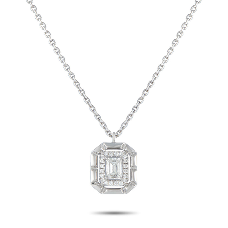 LB Exclusive 18K White Gold 0.62ct Diamond Pendant Necklace ANK-19783