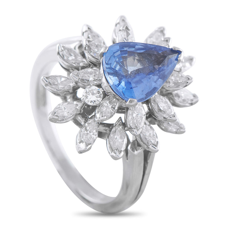 Tiffany & Co. Platinum 1.35ct Diamond and Sapphire Ring TI03-040626
