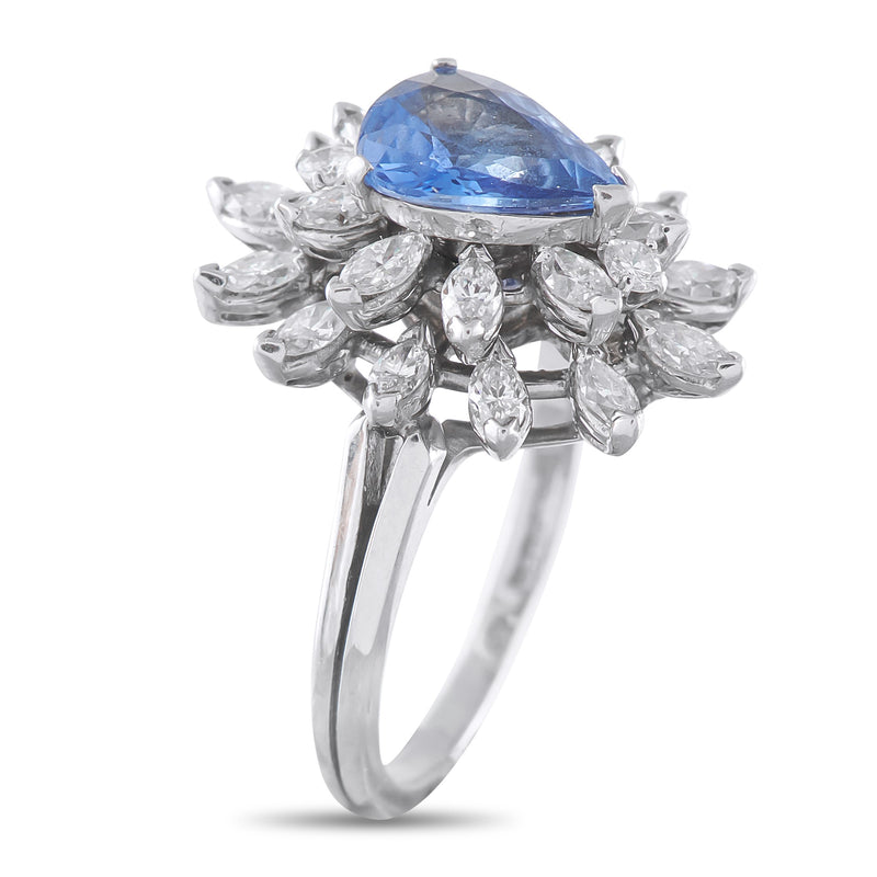 Tiffany & Co. Platinum 1.35ct Diamond and Sapphire Ring TI03-040626