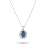 LB Exclusive Platinum 0.39ct Diamond and Sapphire Pendant Necklace MF21-041326