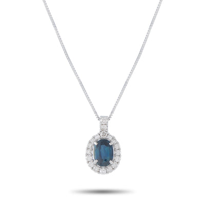 LB Exclusive Platinum 0.39ct Diamond and Sapphire Pendant Necklace MF21-041326