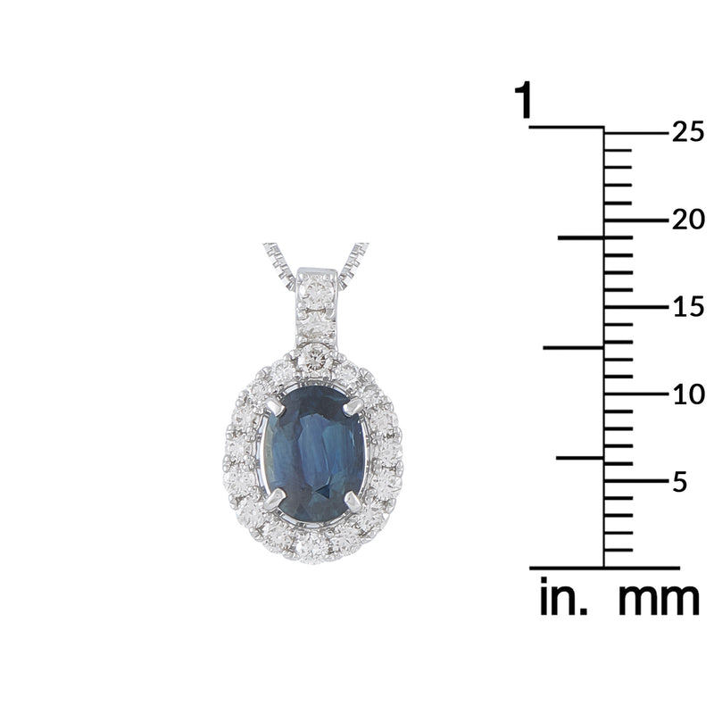 LB Exclusive Platinum 0.39ct Diamond and Sapphire Pendant Necklace MF21-041326