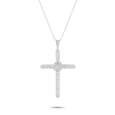 LB Exclusive Platinum 1.95ct Diamond Cross Pendant Necklace MF39-041326