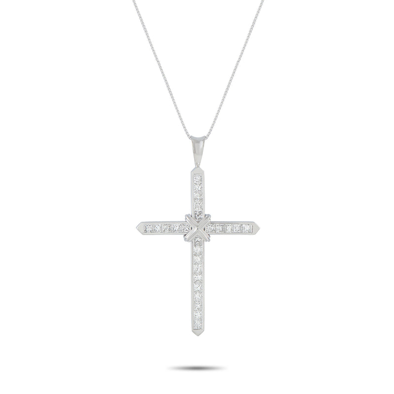 LB Exclusive Platinum 1.95ct Diamond Cross Pendant Necklace MF39-041326