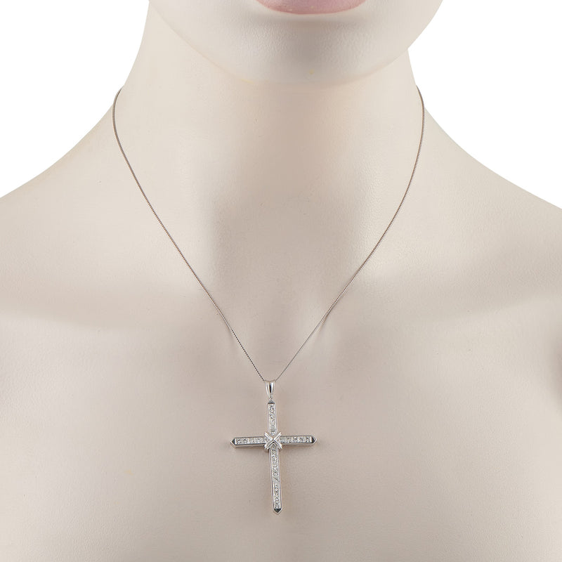 LB Exclusive Platinum 1.95ct Diamond Cross Pendant Necklace MF39-041326