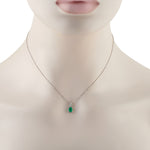 LB Exclusive Platinum 0.08ct Diamond and Emerald Pendant Necklace MF08-041426