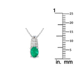 LB Exclusive Platinum 0.08ct Diamond and Emerald Pendant Necklace MF08-041426