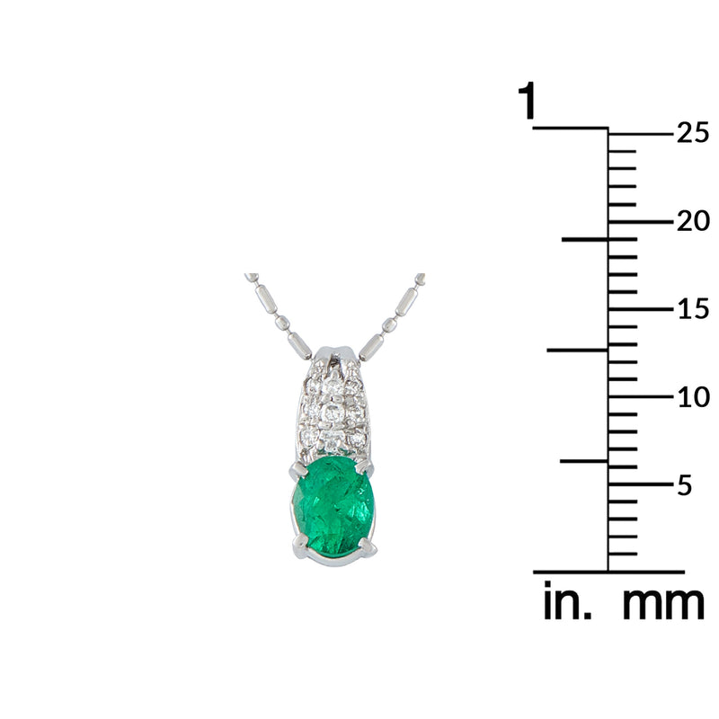 LB Exclusive Platinum 0.08ct Diamond and Emerald Pendant Necklace MF08-041426