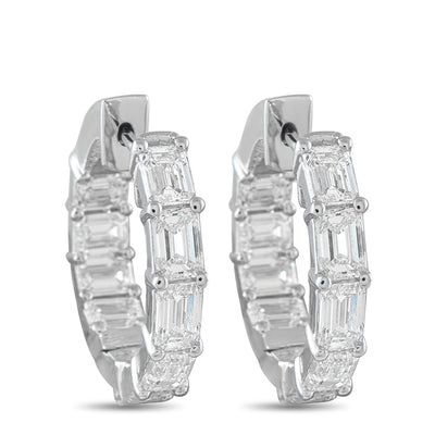 LB Exclusive 18K White Gold 3.80ct Diamond Hoop Earrings AER-20760
