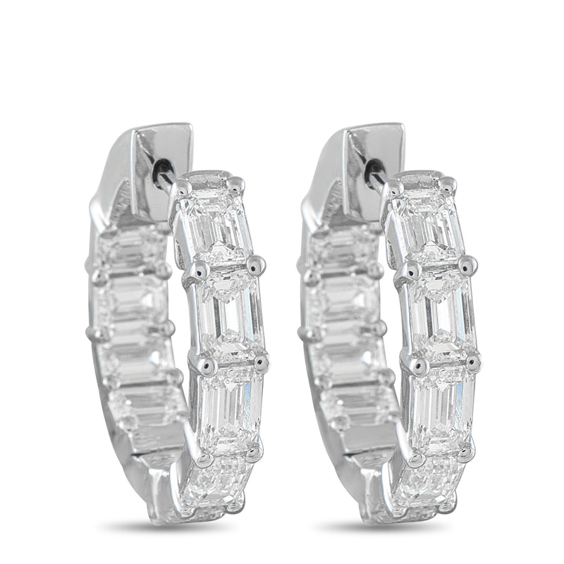 LB Exclusive 18K White Gold 3.80ct Diamond Hoop Earrings AER-20760