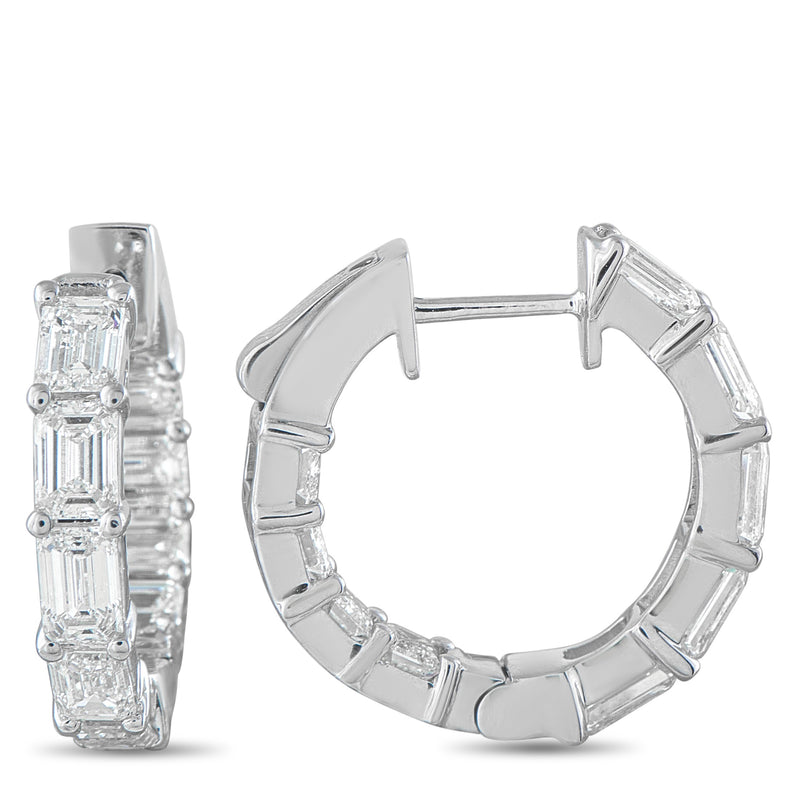LB Exclusive 18K White Gold 3.80ct Diamond Hoop Earrings AER-20760