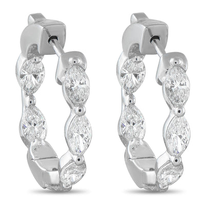 LB Exclusive 18K White Gold 2.40ct Diamond Hoop Earrings AER-20854
