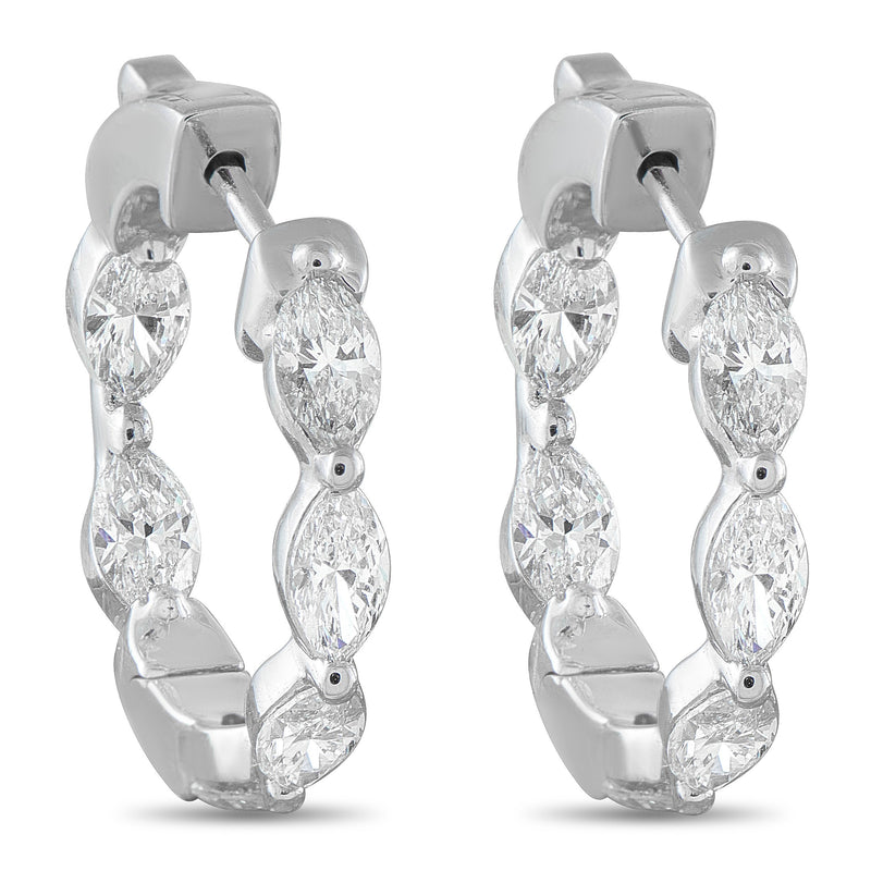 LB Exclusive 18K White Gold 2.40ct Diamond Hoop Earrings AER-20854