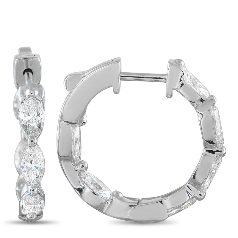 LB Exclusive 18K White Gold 2.40ct Diamond Hoop Earrings AER-20854