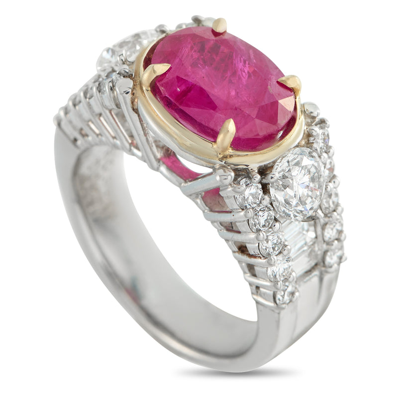 LB Exclusive Platinum 1.60ct Diamond and Ruby Ring MF14-050726