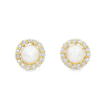 Prong Diamond Pearl Earrings 36949