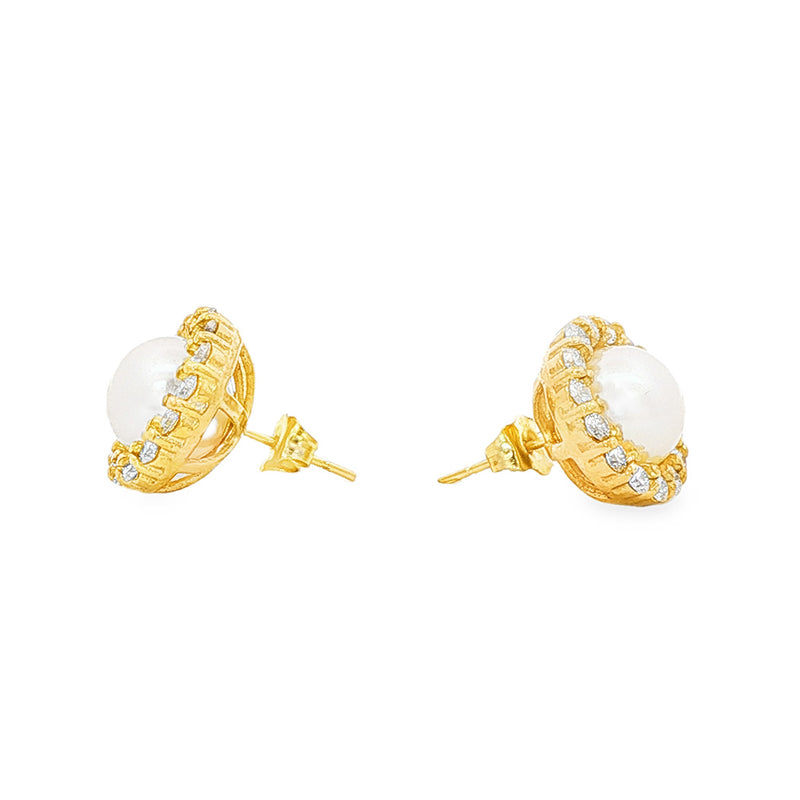 Prong Diamond Pearl Earrings 36949