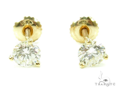 Prong Diamond 18k Gold Earrings 37735 - Image 1