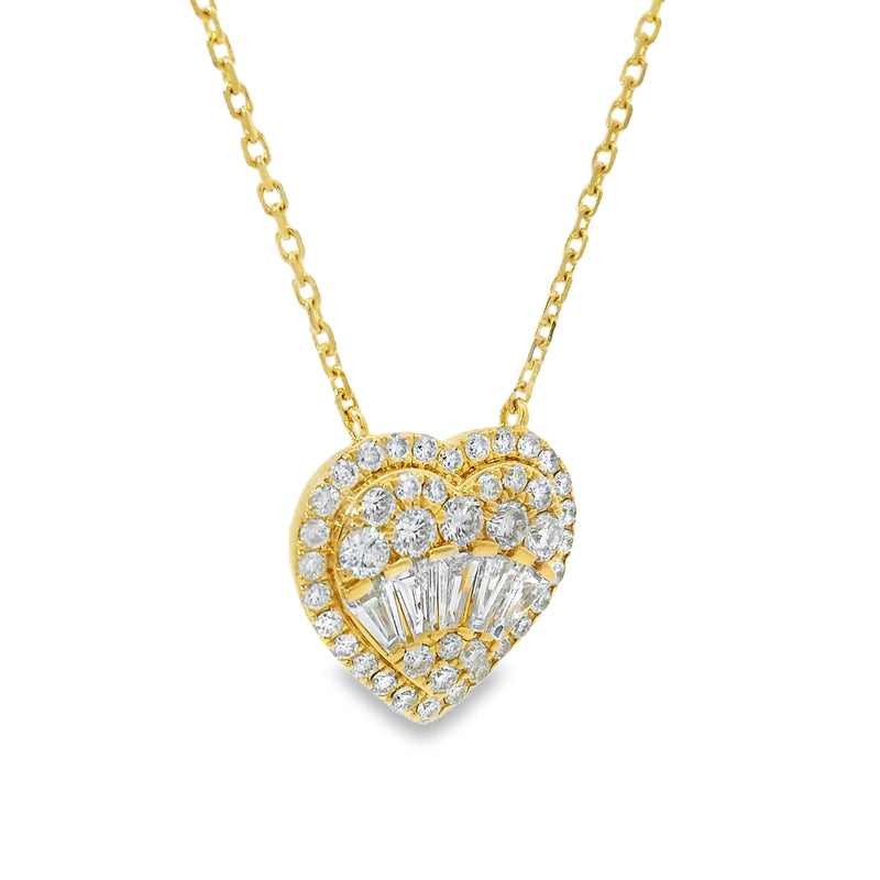 18K Gold Heart Baguette Diamond Necklace 67914 - Image 3