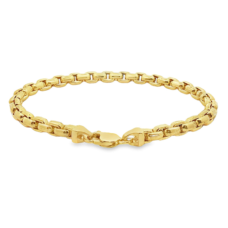14K Yellow Gold Solid Round Box Link Bracelet 10 Inches 6.4mm 70898